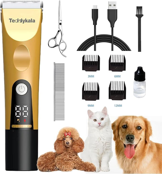 Dog Clippers Adopting Sheep Shears Standards,33 Tooth Blade Dog Shaver, 2200mAh Rechargeable Hair Clipper for Dog,Professional Pet Hair Clipper for Dogs Cats Animals (Gold)