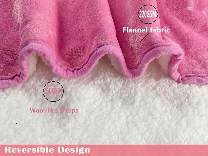 Bucephalus Waterproof Dog Blanket, Thick Reversible Soft Pet Blankets for Couch Bed Protection, Pee Proof Sherpa Fleece Blanket for Small Medium Large Dogs Puppy Cats Washable (Pink,50"×60")