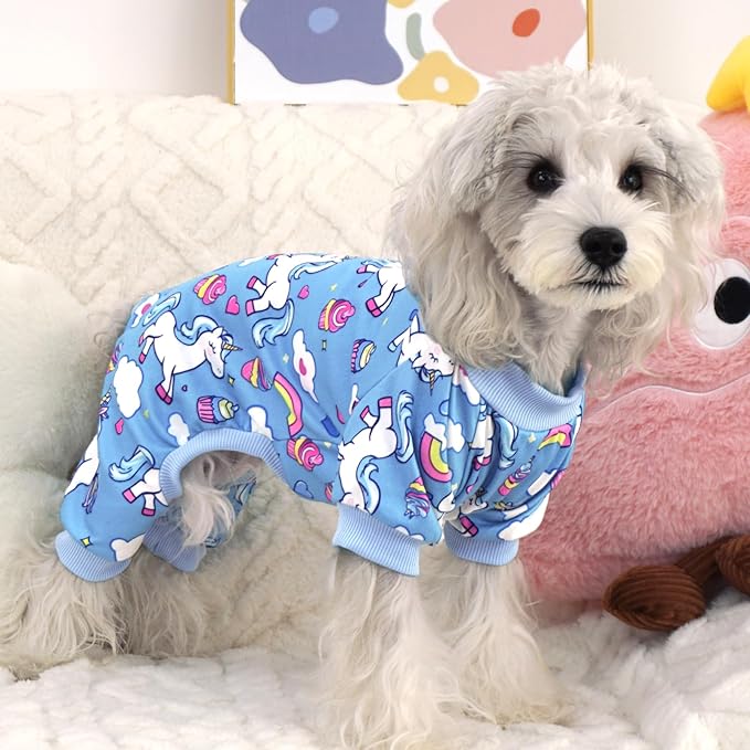 XPUDAC 4 Pieces Dog Pajamas for Small Dogs Pjs Clothes Puppy Onesies Outfits for Doggie Christmas Shirts Sleeper for Pet