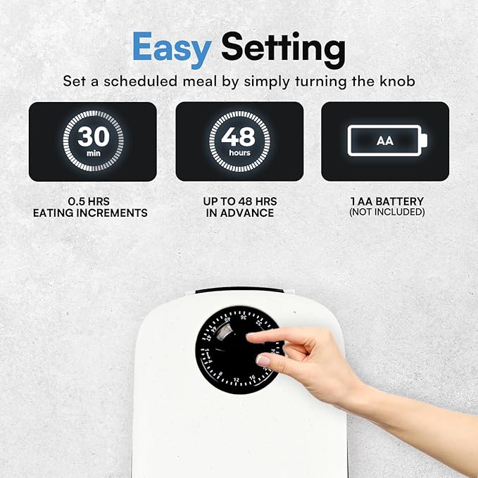 PAWISE Automatic Pet Feeder for Dogs and Cats, 1.5 Cup Food Dispenser Feeder with 48-Hour Timer - Single