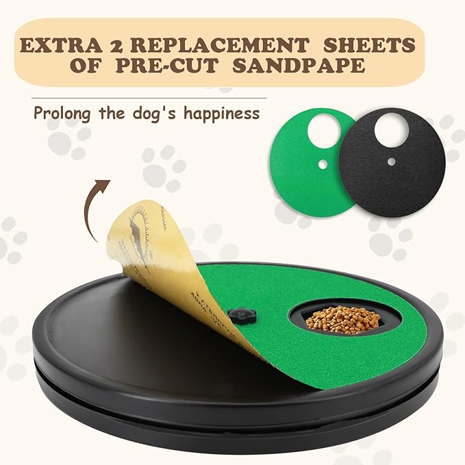 Dog Nail Scratch Board - 3 in 1 Rotatable Round Dog Scratch Pad with Treats Compartment, Stress-Free Scratch Pad Dog Nail File, Dog Scratch Board for Nails (Green), Large