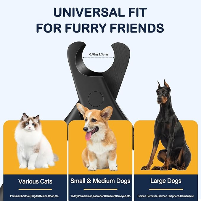 BEZOX Professional Pet Nail Clippers, Premium Sharp & Safe Pets' Paw Trimmer for Large Dogs and Small Animals, Soft Grip Cat Claw Cutter with Built-in Spring - Blue Handle