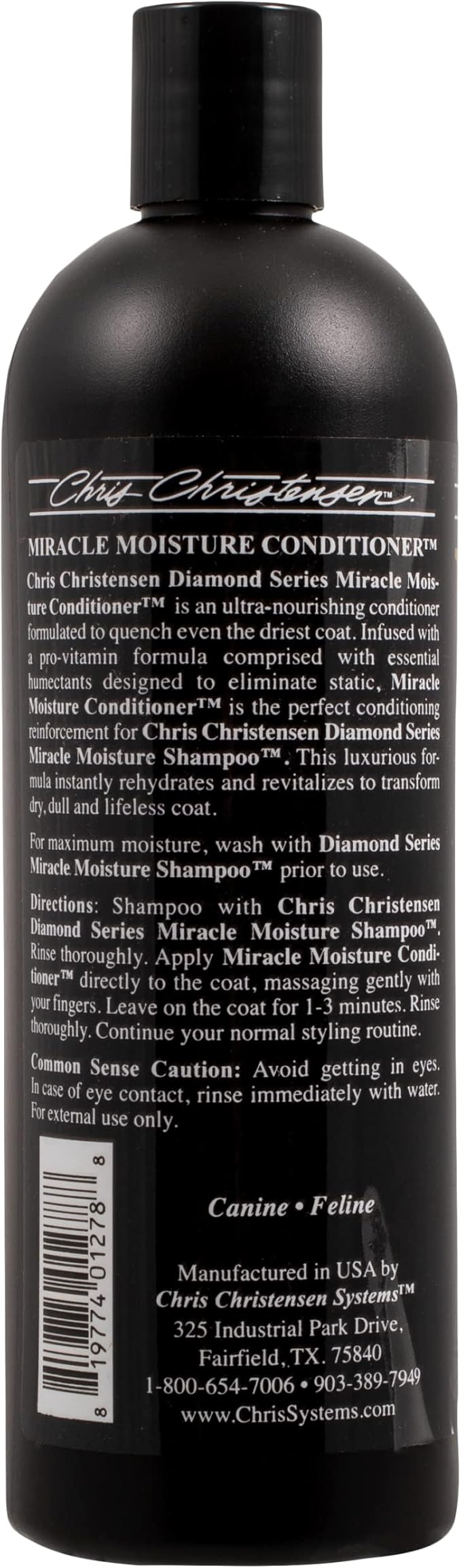 Chris Christensen Miracle Moisture Shampoo and Conditioner Bundle: Diamond Series Miracle Conditioner, Deep Hydration, 16 oz. - Diamond Series Miracle Shampoo, Strengthen Coat, 16 oz.