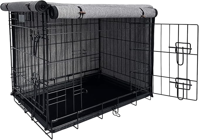 Dog Crate Cover, 600D Oxford Crate Cover for Wire Dog Crate, Ventilated Pet Kennel Cover Fits for 30 Inches Dog Crate, Grey (Cover Only)