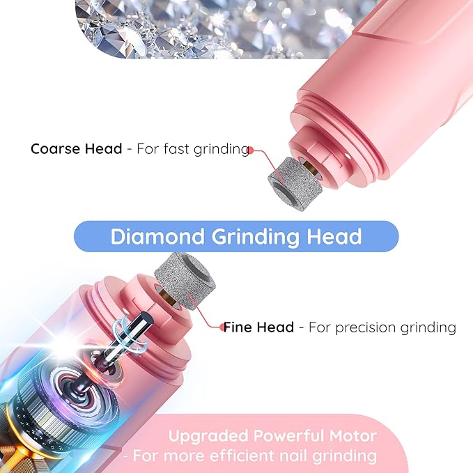 Bonve Pet Nail Grinder for Dogs - Upgraded Dog Nail Trimmers Super Quiet, 2 Speeds, Rechargeable, 2 Grinding Wheels for Small Large Dogs & Cats (Pink)