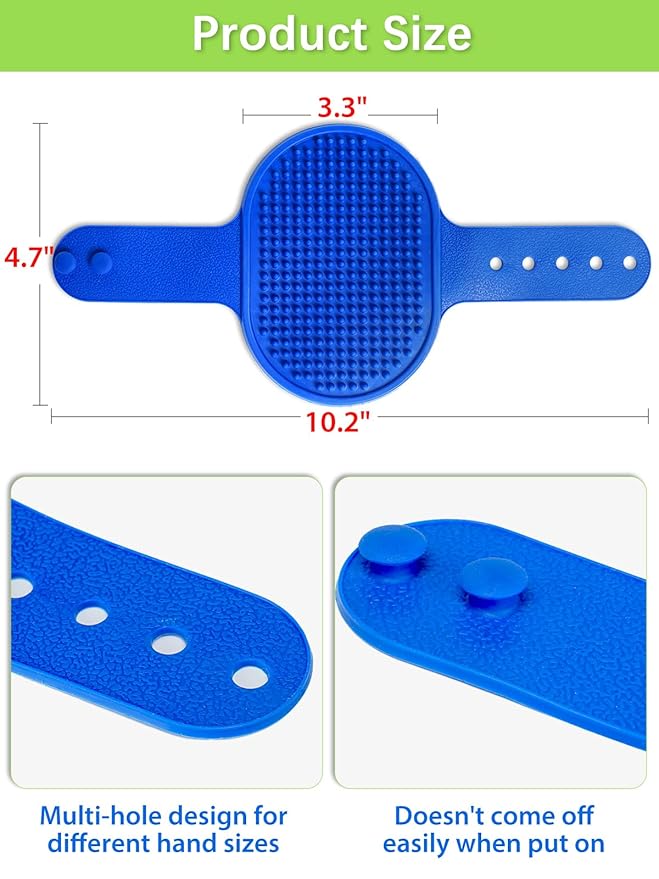 Jenseits Dog Bath Brush, 2pcs Pet Shampoo Brush, Soothing Massage Rubber Bristles Curry Comb for Dogs & Cats Washing, Multi-Functional Wet or Dry Silicone Brush (Green+Blue, Round)