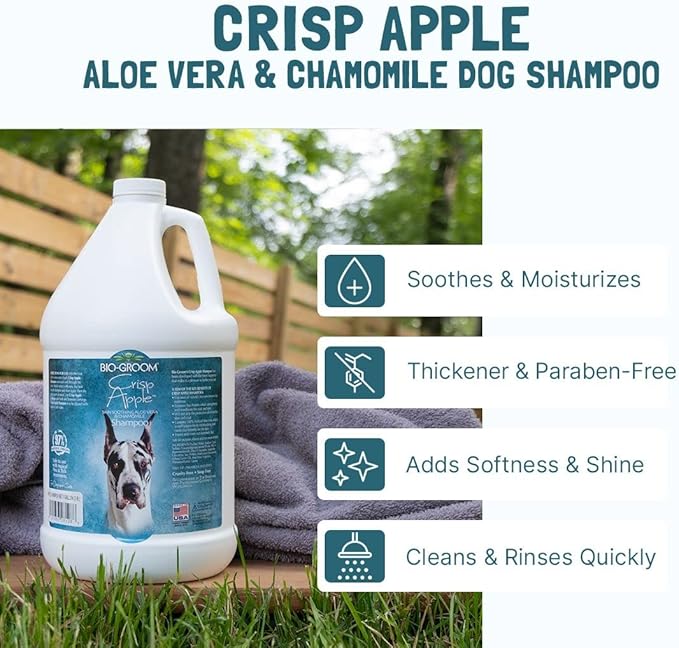 Bio-Groom Crisp Apple Dog Shampoo – Natural Scent Pet Shampoo, Aloe Vera, Chamomile, Cat & Dog Bathing Supplies, Puppy Wash, Cruelty-Free, Made in USA, Quick Rinse Cat Shampoo – 1 Gallon