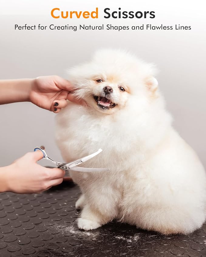 6-in-1 Dog Grooming Scissors - Professional Stainless Steel Hair Cutting Kit with Safety Rounded Tips, Ergonomic Soft-Grip Handles for Small & Large Dogs, Cats