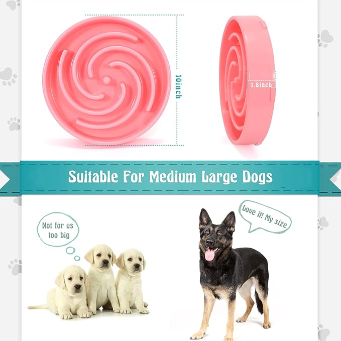 Slow Feeder Maze Puzzle Bowl - Large Dog Non Slip Interactive Food Dishes - Bloat Stop, Choking Prevention - Pink