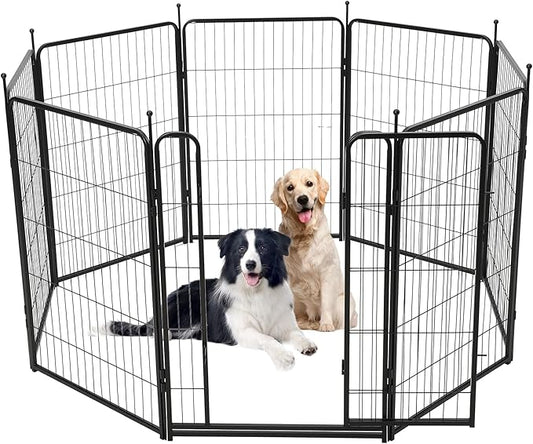 Dog Playpen,40 Inch(H) 18 Ft(L) 8 Panels Dog Fence Indoor/Outdoor,Heavy Duty Metal Pet Puppy Exercise Pen, Wide Door Low Threshold,Portable Pet Playpen for Rv Camping Garden Yard