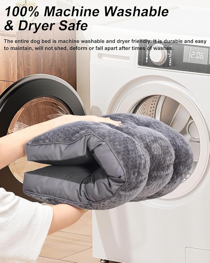 Dog Bed, Washable Cozy Plush Dog Crate Beds, Soft Comfy Kennel Pad Anti Slip Pet Sleeping Mat for Large, Jumbo, Medium, Small Dogs Breeds (47.0 L x 29.0 W x 1.5 Th Inches, Dark Grey)