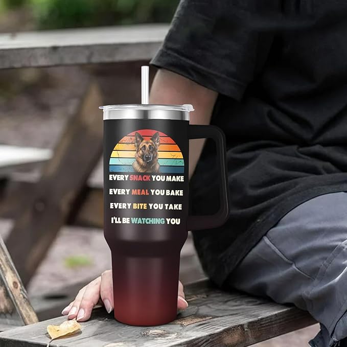 German shepherd Tumbler for Dog Owner Gift,German shepherd Water Bottle with Handle Insulated Reusable Stainless Steel 40oz (German shepherd)