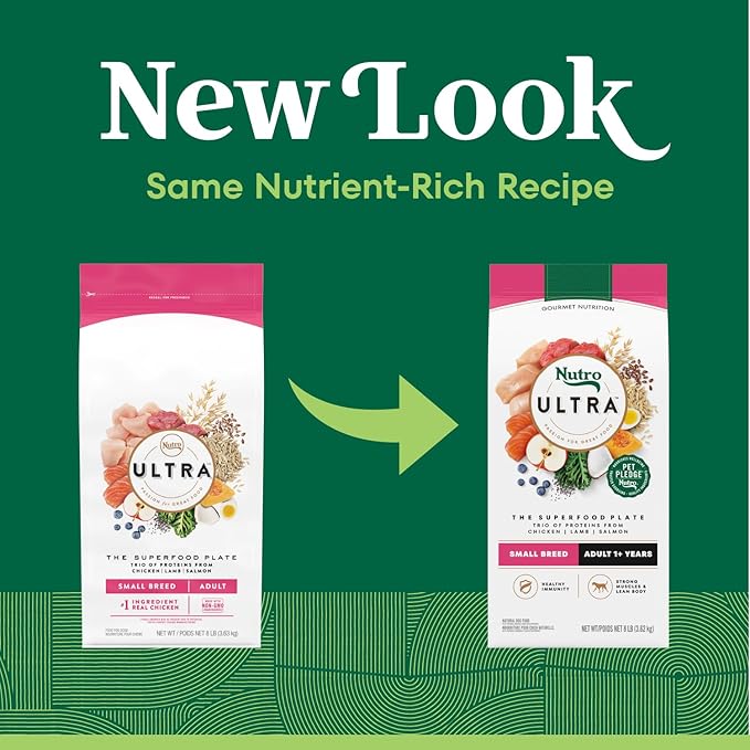 Nutro Ultra Adult Small Breed Dry Dog Food, Chicken, Lamb and Salmon Protein Trio, 8 lb. Bag