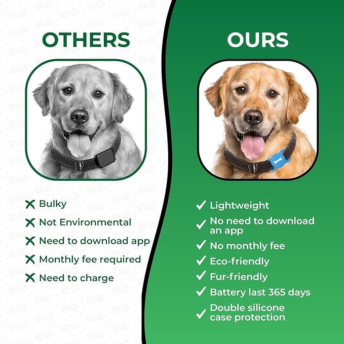 Smart Pet Tracker, Dog Tracker with Black Collar Holder, Smart Tag for Seamless Location Tracking, No Monthly Fee, MFi Certificated, Work with Find My, No GPS Tracker, iOS Only (Sky Blue)