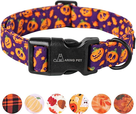 ARING PET Halloween Dog Collar Cute Purple Pumpkin Dog Collar for Small Dogs, Adjustable Halloween Pet Collars Puppy Collars for Small Medium Large Dogs
