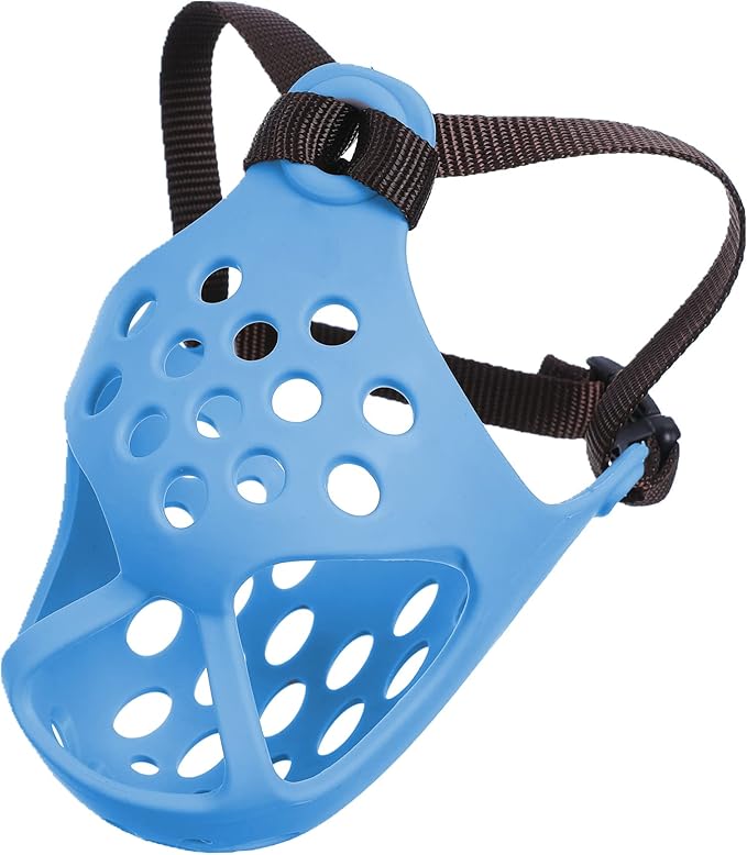 Short Snout Dog Muzzles,Soft Silicone Adjustable Breathable Bulldog Muzzle for Biting Chewing Barking Training,Ideal for Flat-Faced Dogs (Large/15-17" (Pack of 1), Blue)