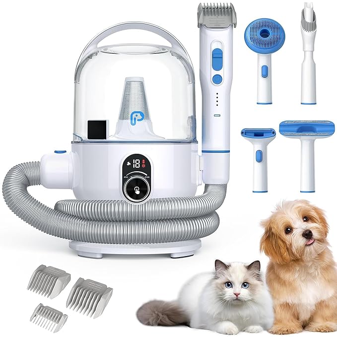 GAOMON Pet Grooming Vacuum kit, Professional Dog Vacuum for Shedding Grooming with 2 L Pet Hair Dust Cup, 5 in 1 Proven Grooming Tools Picks Up 99% Pet Hair, 16 Levels Suction Adjustable