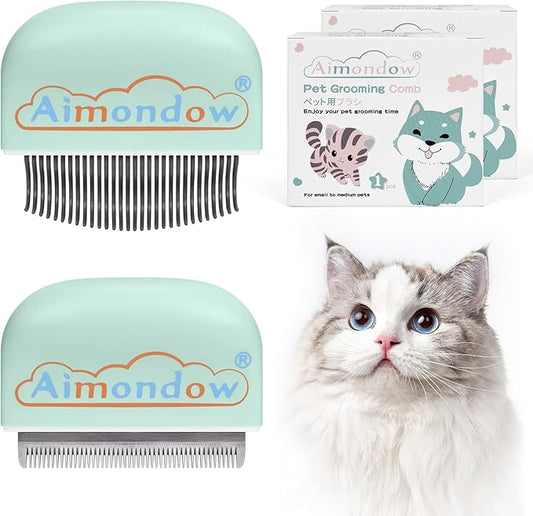 Cat Comb, Cat Brush for Shedding Grooming, Hair Removal Massaging Shell Comb for Cats Dogs Puppy Rabbit Bunny, Easy to Dematting Matted Fur Tangled Hair Undercoat, 2 PCS (Green)