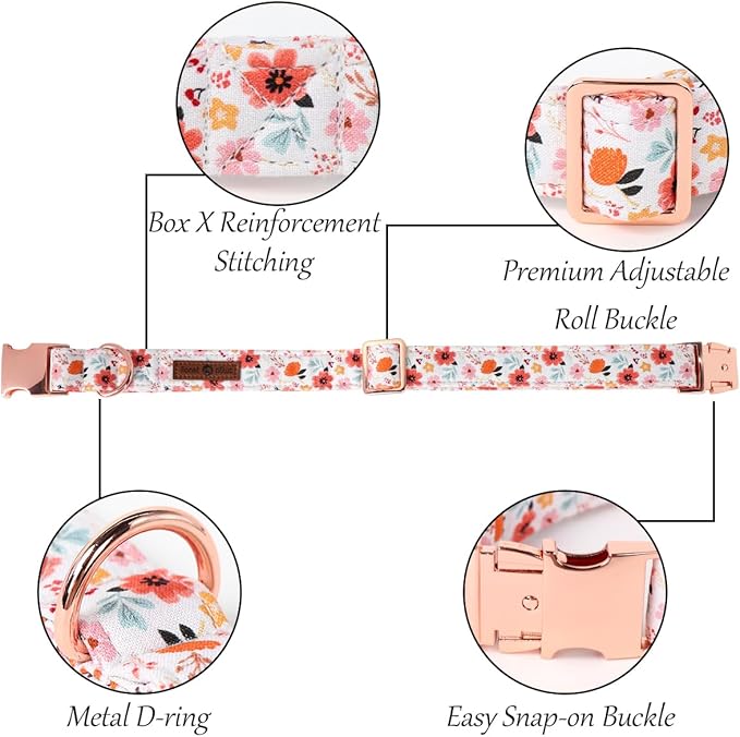 Lionet Paws Dog Collar, Adjustable Cute Collar with Metal Buckle for Male Female Puppies Gift,Summer Flower, Large, Neck 16-24 inches