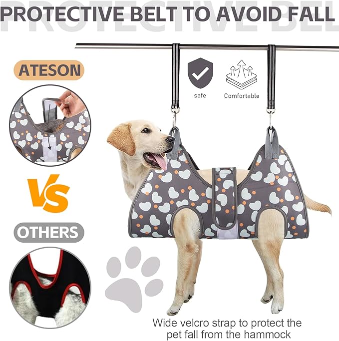Dog Grooming Hammock Harness for Medium Dogs Nail Trimming, Dog Sling for Cutting Nails, Dog Hanging Holder Hanger for Clipping Nails with Nail Clippers, Nail File
