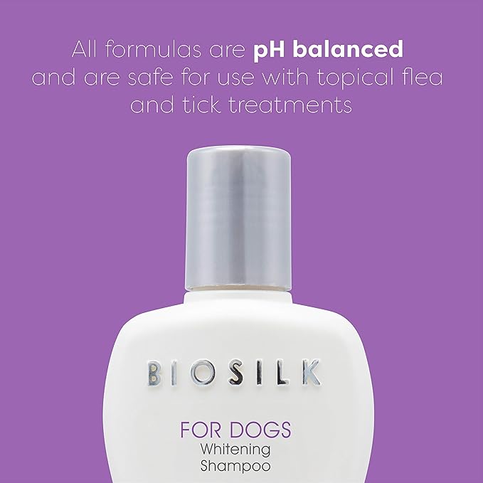 BioSilk for Dogs Silk Therapy Whitening Shampoo | Best Brightening for White Dogs to Keep A Clean, White Coat, 12 Oz Bottle, Pack of 2