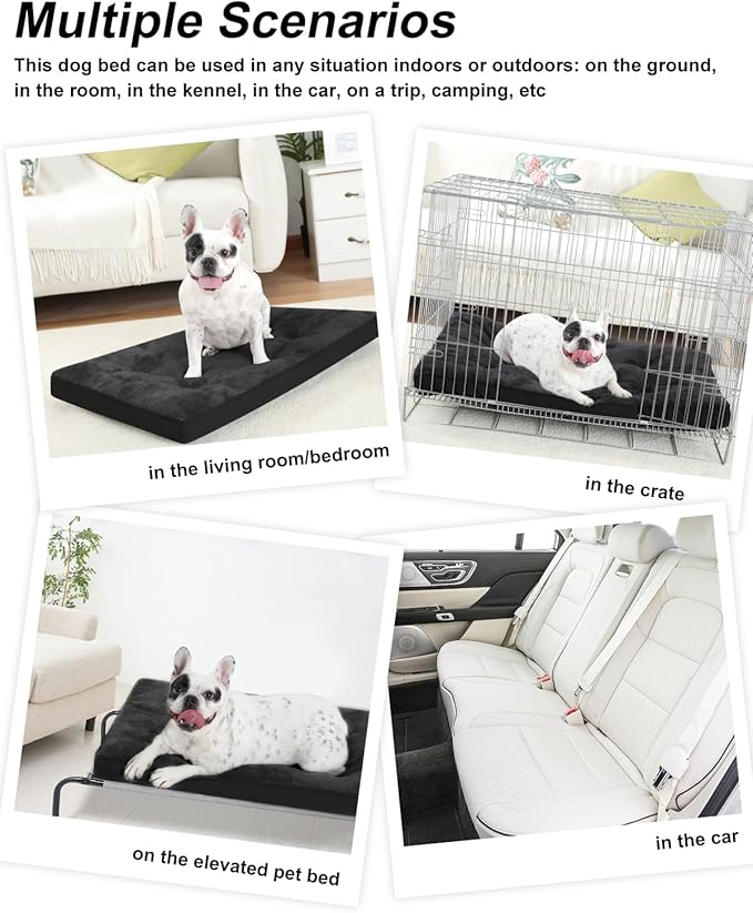 Dog Crate Bed for Medium Size Dogs,Washable Dog Kennel Pad Ultra Soft Pet Sleeping Mat for Cages,Anti-Slip Bottom,29x18 inch,Black