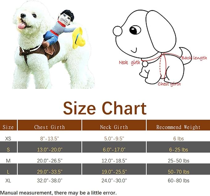 NACOCO Cowboy Rider Dog Costume for Dogs Clothes Knight Style with Doll and Hat for Halloween Day Pet Costume (XL)