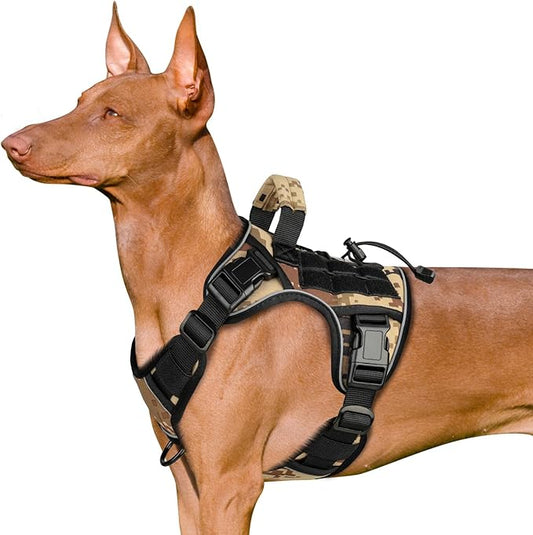 WINGOIN Tactical Dog Harness for Small Dogs, Heavy Duty No Pull Dog Harness with Handle, Adjustable Reflective Military K9 German Shepherd Dog Vest for Training, Walking, Hiking, Camo (S)
