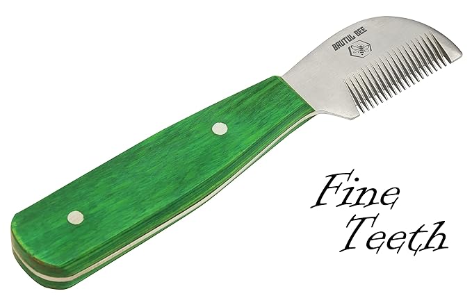 Bee Dog Grooming Coat Stripping Knife Stripper Trimmer Tool Wooded Handle Stripping Knives Set of 5 in Stainless Steel Non-Slip Tools for Grooming Dogs (GREEN)