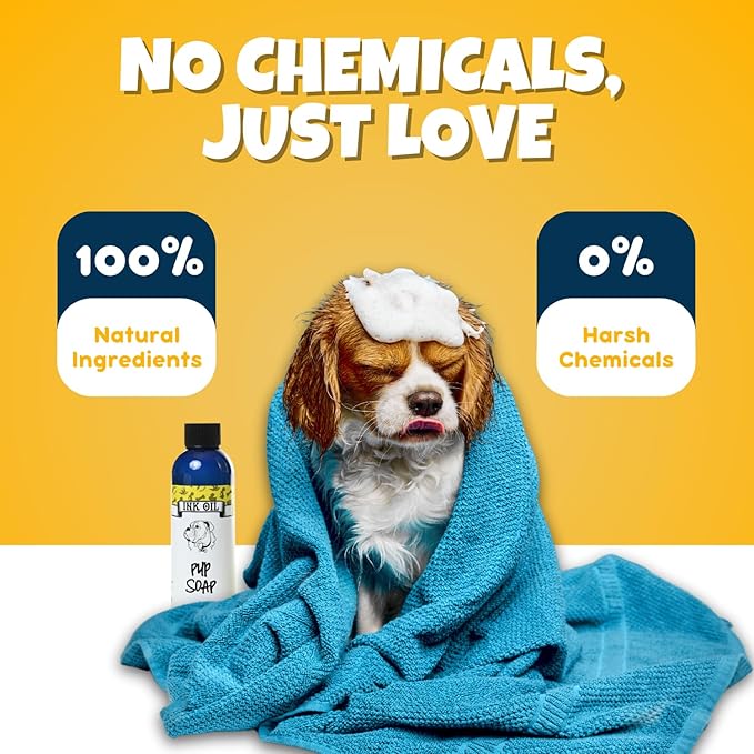 Pup Soap - Ink Oil | Dog Shampoo/Soap | Puppy Bath Supplies | Pet wash Essentials | Grooming Health Bath Deodorizer | Long-Lasting Fresh Cleaning Liquid soap| Conditioner for Dogs (Pup Soap)