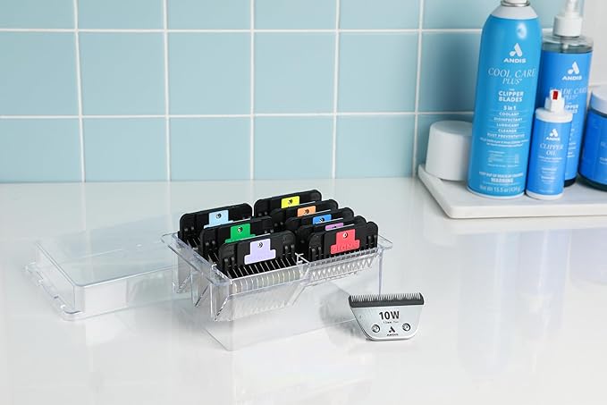 Andis 561475 Premium Clip Animal Comb Set – Built with Plastic, Includes 8 Color Coded Combs of Different Sizes, Attach Comb, All Coat Types, Multicolor