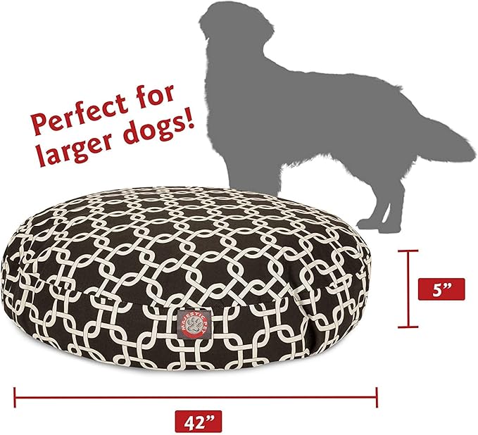 Black Links Large Round Indoor Outdoor Pet Dog Bed With Removable Washable Cover By Majestic Pet Products