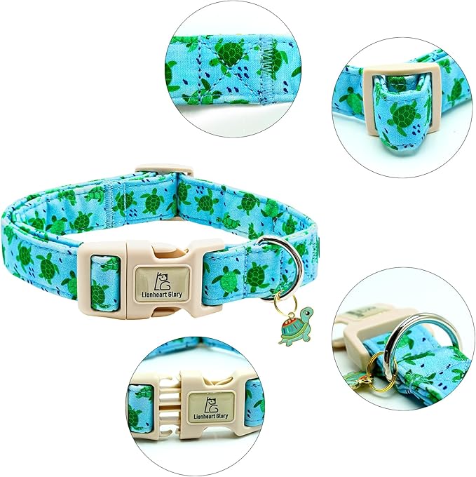 Lionheart glory Dog Collar Blue Sea Turtles Dogs Collar Spring Summer Cute Collars Dog Boy or Girl Soft Durable Adjustable Dog Collars for Small Dogs Pet Gift