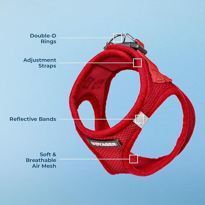 Voyager Step-in Air Dog Harness - All Weather Mesh, Reflective, No Pull Harness for Small, Medium Dogs, Cats - Secure with Hook & Loop Fastener, Buckle, Double D-Rings - Red, XL