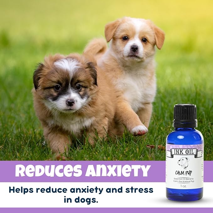 Pup Oils - Ink Oil | Dog Calming Supplement | Pet Health Vitamins Supplies| Liquid Drops | Anxiety Relief Oil | Aromatherapy Treatment | Vitamin Oils for Dogs