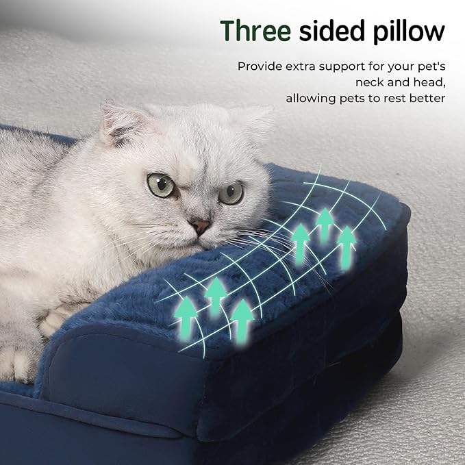 BALANCE Orthopedic Dog Bed, Egg Crate Foam Dog Couch for Pet Sleeping, Pet Sofa with Removable Washable Cover & Nonskid Bottom, Comfy Dog Bed for Extra Large Dog, Blue