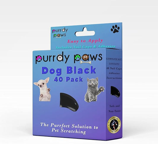 40-Pack Soft Nail Caps for Dogs Claws Black Medium
