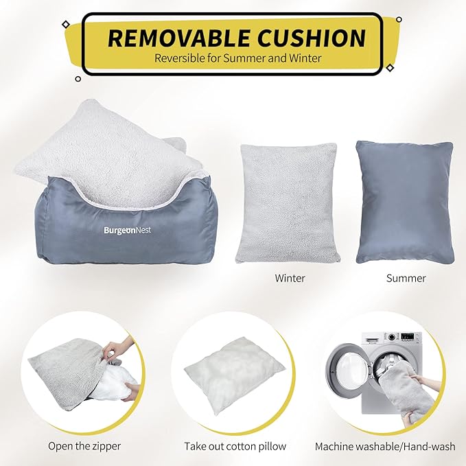 BurgeonNest Dog Car Seat for Small Dogs, Washable Soft Dog Booster Seats for Small Pets Under 25 lbs, Portable Dog Carseat Travel Bed with Storage Pockets and Clip-On Leash