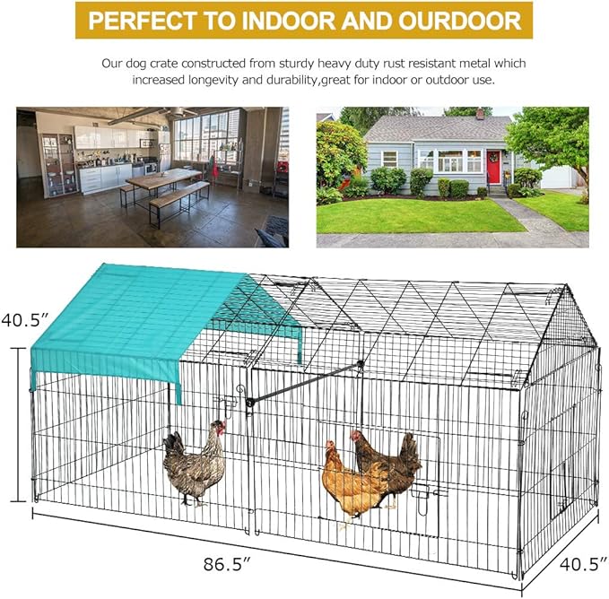 BMS Chicken Cage Pens Crate Chicken Coop Rabbit Run Cage Enclosure Exercise Pen Pet Playpen, Black