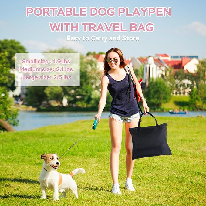 Dog and CAT pop Play Pen,Pets Houses for Dogs and Cats,Indoor&Outdoor Exercise Pen Dog Tent Puppy Playground Large (L, Pink)