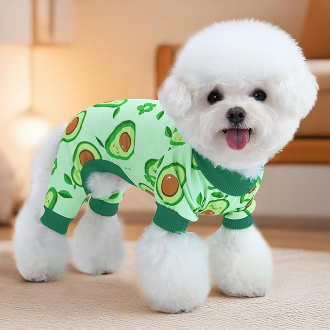 XPUDAC 4 Pieces Dog Pajamas Small Sized Dogs Boy Girl Strechy Soft Pjs Summer Pet Clothes for Dog Cat Puppy Onesies, M