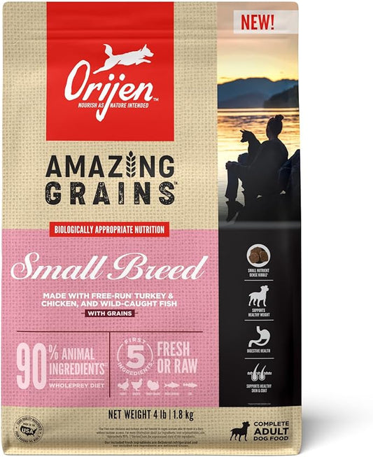 ORIJEN Amazing Grains Small Breed Dry Dog Food Recipe, 4lb