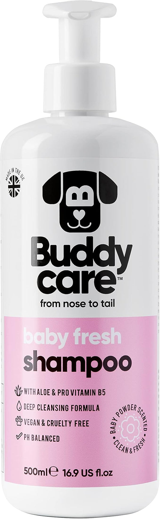 Baby Fresh Dog Shampoo by Buddycare | Deep Cleansing Shampoo for Dogs | Fresh Scented | with Aloe Vera and Pro Vitamin B5 (16.90oz)