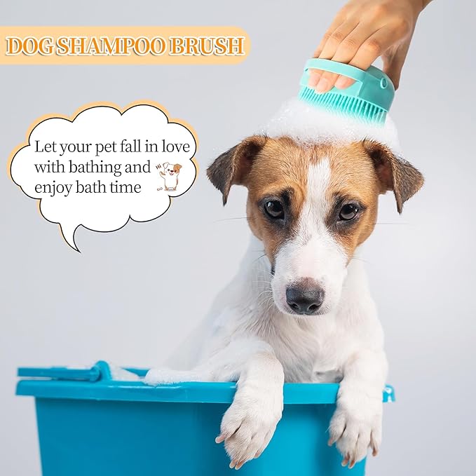 BLMHTWO 3 Pack Silicone Pet Bathing Brush with Adjustable Ring Handle for Short and Long-Haired Dogs and Cats