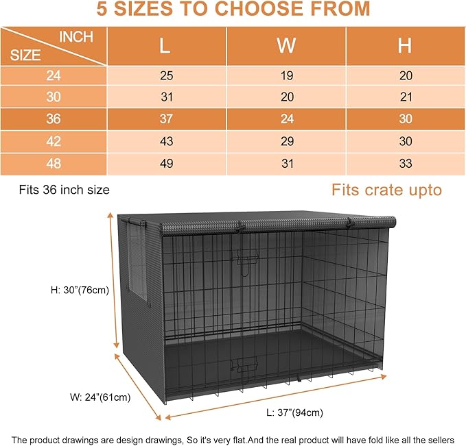 Crate cover Fit for 24 30 36 42 48-inches,Dog crate covers 36 inch,Cover for dog crate,Waterproof dog kennel cover,Crate covers for dog cages,Waterproof cover for dog kennel,Dog Enclosure Covers