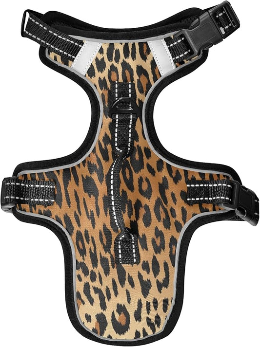Cat Harness and Leash Set,Escape Proof Safe Cat Vest Harness,Reflective Adjustable Soft Mesh Breathable Harness,Easy Control for Small, Medium, Large Cats-Fashion Colorful Leopard Animal Print
