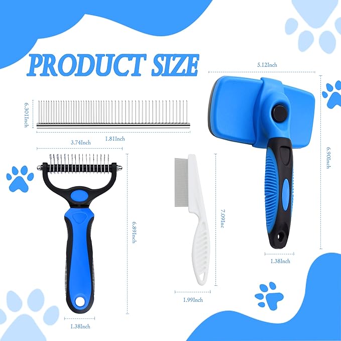 4 in 1 Pet Grooming Kit Dematting tool Stainless Steel Comb Deshedding Brush for Dog and Cat With Long Hair