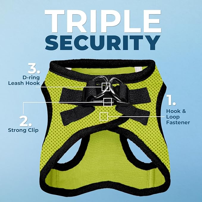 Voyager Step-in Air Dog Harness - All Weather Mesh, Reflective, No Pull Harness for Small, Medium Dogs, Cats - Secure with Hook & Loop Fastener, Buckle, Double D-Rings - Lime Green/Black Trim, S