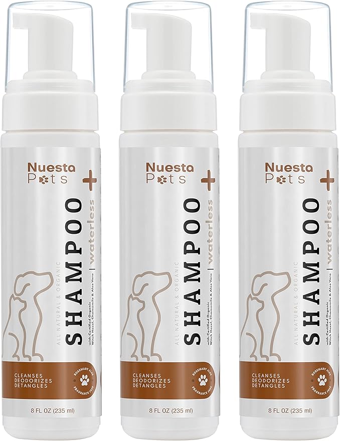 Pets Waterless No-Rinse Pet Shampoo | Soothing Hypoallergenic Gentle | time-Saving Stress-Free foaming Cleanser (3 8 fl oz Bottles Unscented)