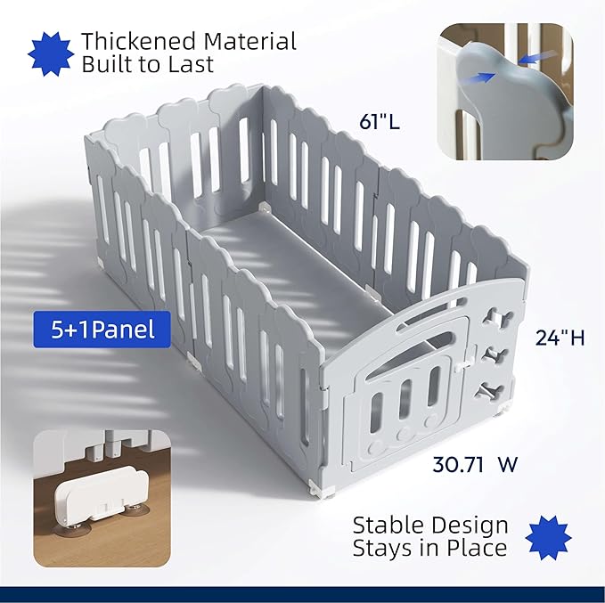 Dog Playpen, Puppy Playpen for Small Dogs, Indoor Dog Play Pen with Door & Lockable Gate, Foldable Portable Pet Fence, 61" x 61" x 24", Easy to Assemble